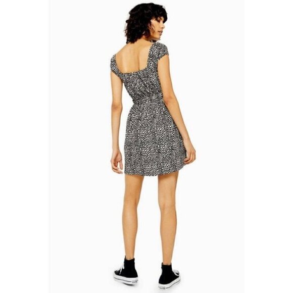 Topshop Spotted Animal Print Black/Tan Dress - Picture 2 of 3